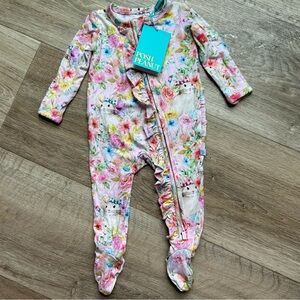 Posh Peanut Floral & Bunny Footie - Multicolor